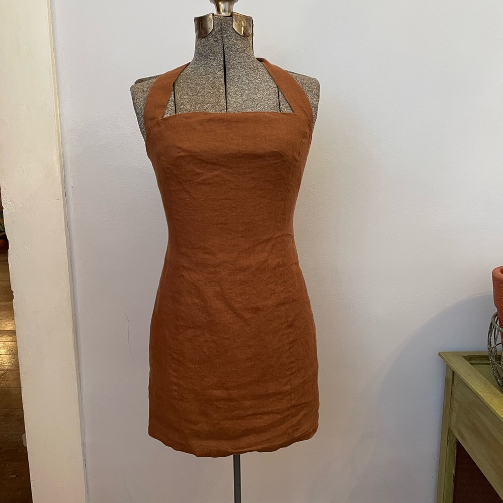 Karen Millen Linen Cross Back Dress - Size 4